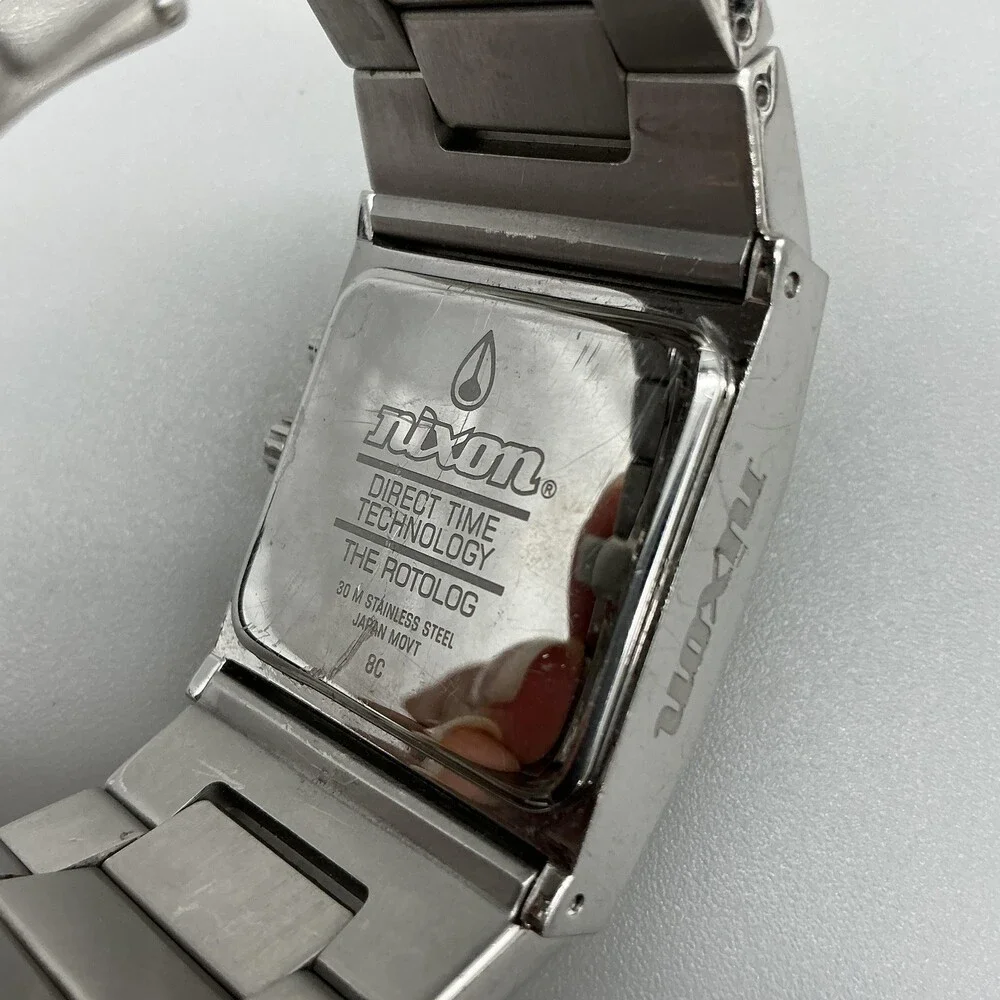 Nixon The Rotolog Mens Watch 35mm Black Dial Yellow Bracelet Not Running
